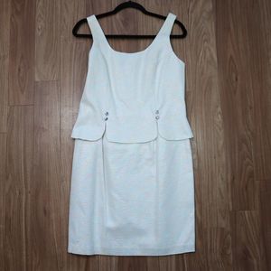 Ever Beauty Dress Women's 12 Petite Ivory Multicolor Formal Glam Peplum Scallop